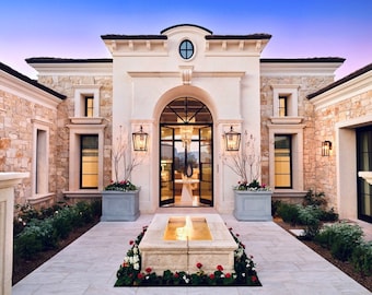 Architectural elements - custom homes - Mediterranean style homes - classic design limestone homes - limestone moulding entry - columns