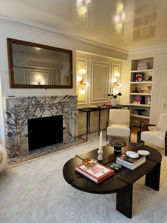 Bespoke Calacatta Marble Fireplace Surround – Custom Luxury Mantle Frame