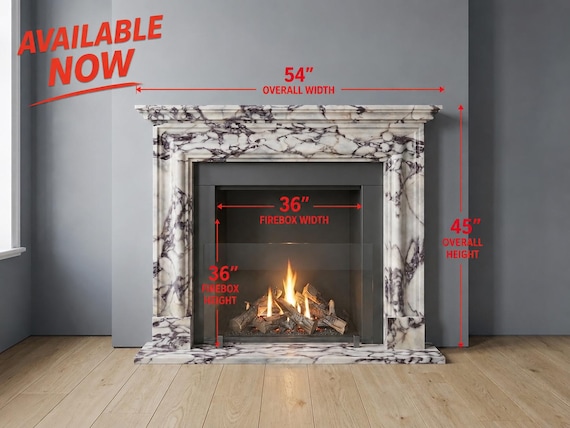 Calacatta Viola Marble Fireplace Surround, Honed Finish, 54" W x 45" H