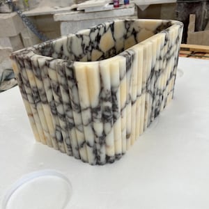 Calacatta Viola Marble Sink three side Ribbed, Marble Sink, Wall Mount Sink, Custom Order Marble Sink, Hand Carved Marble Sink, marble sink