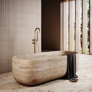 Specialdesignat marmorbadkar – specialdesignad travertin, lyxig Calacatta-sten