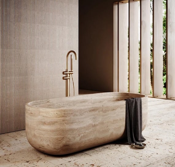 Custom Marble Bathtub – Bespoke Travertine, Calacatta Stone Luxury