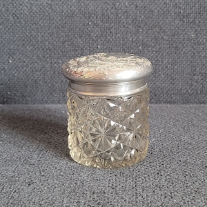 Vintage Kristalldose mit Deckel 925 Sterling Silber