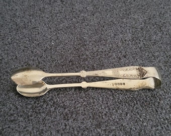 Pinzas para azúcar antiguas plateadas