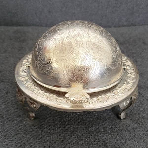Vintage Silver-Plated Caviar bowl / Butter Dish with Glass Insert