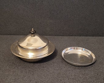 Antique silver-plated butter dish from DAVIS & SONS