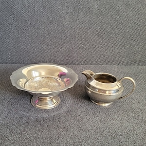 Vintage silver-plated candy bowl and creamer