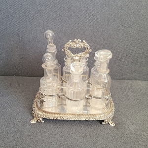 Antique Georgian Silver-plated Crystal Cruet Set