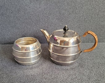 Antique Silver-plated teapot and sugar bowl of the late 19th century