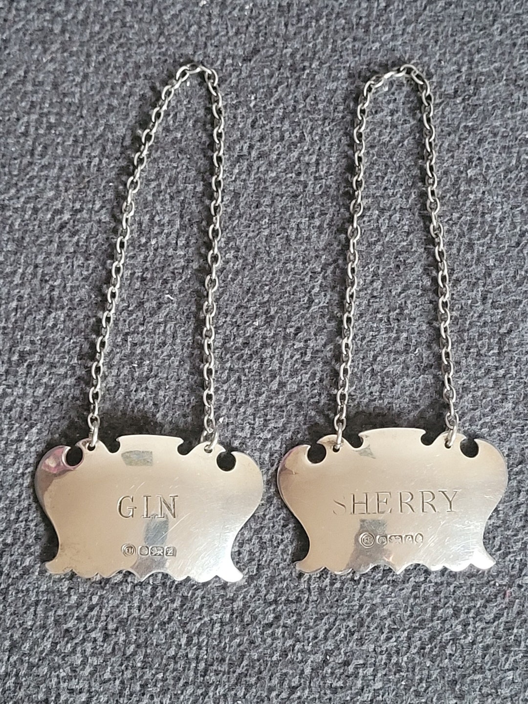 Two Vintage Silver Labels for a Decanter With a Chain Etsy