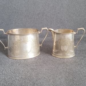 Antique silver-plated Sugar Bowl and Creamer