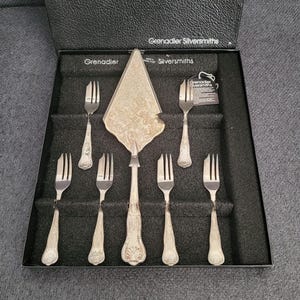 Elegante juego de pastel vintage de Grenadier Silversmiths
