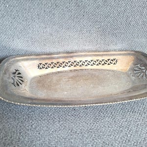 Vintage silver-plated rectangular dish with rounded corners