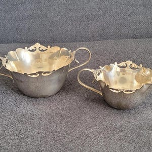 Antique silver-plated Sugar Bowl and Creamer