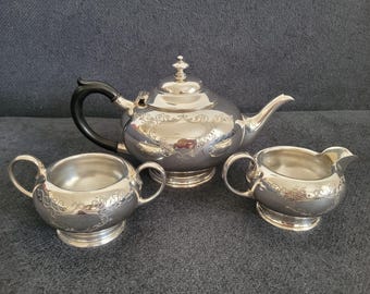 セール（1日まで）イギリス　純銀セット　1907年 ジェームズ・ディクソン＆サンズによる19世紀のアンティークの銀メッキ