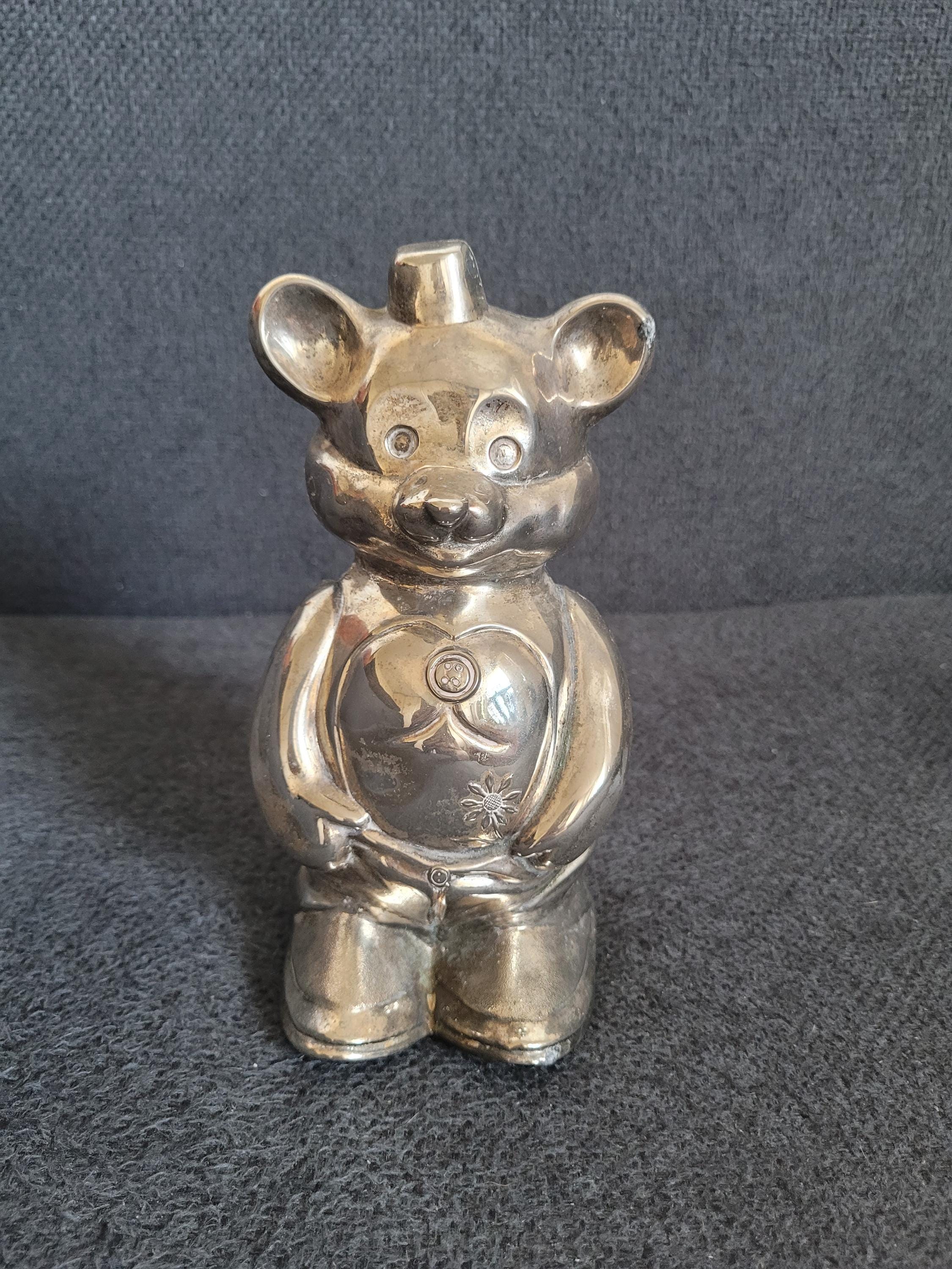 クマの形をした魅力的なヴィンテージの銀メッキ貯金箱 - Etsy 日本