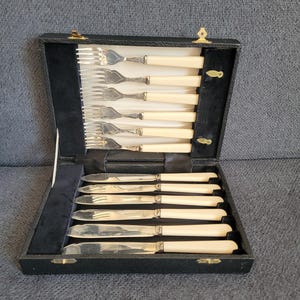 Vintage silver-plated fish knives and forks set