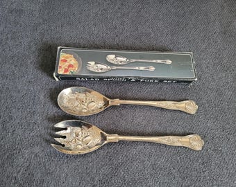 Vintage silver-plated salad serving set