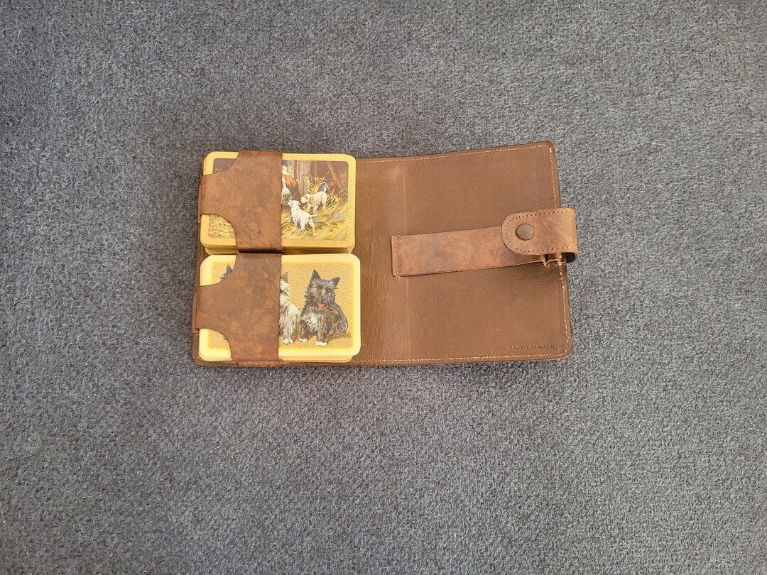 Vintage Bridge Set in a Leather Case With Gold Edging. - Etsy