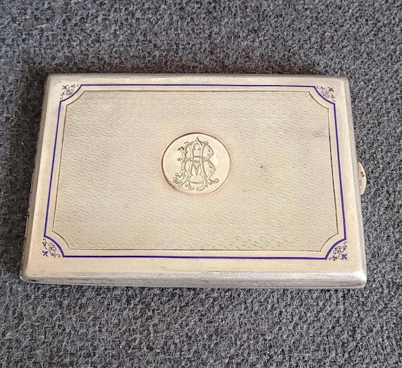 silver enamel cigarette case Russian Silver-Gilt & German Sterling Silver and Enamel
