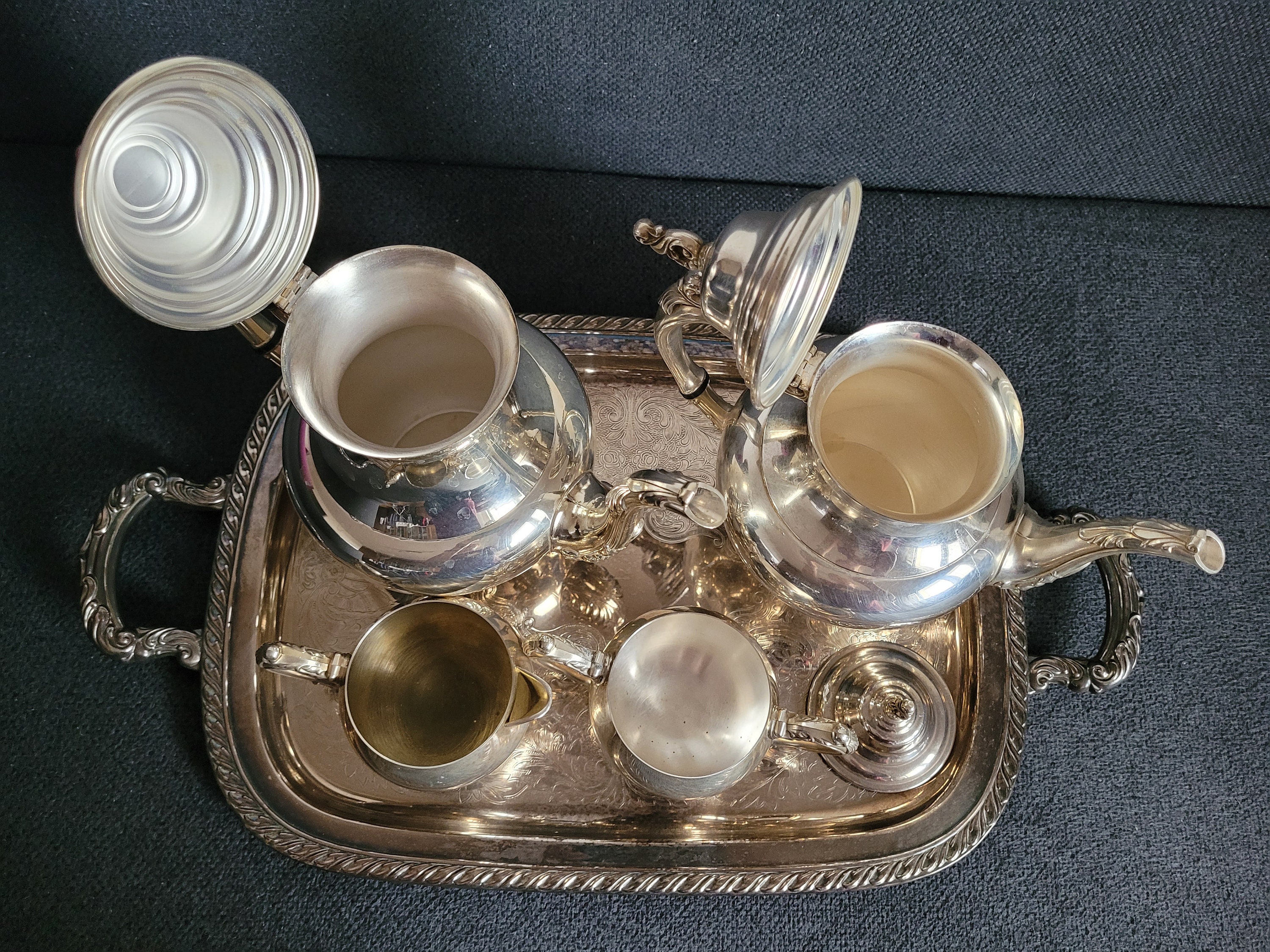 ONEIDA USA ビンテージ シルバー ティーセット ポット VINTAGE ONEIDA USA Silver Plated Victorian Style Tea Set w