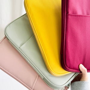 Ordinateur portable personnalisé Solid Color Series iPad Sleeve MacBook Air 13 Case iPad Pro 11Tablet Sleeve Notebook bag Liner Bag Cadeau de vacances image 1