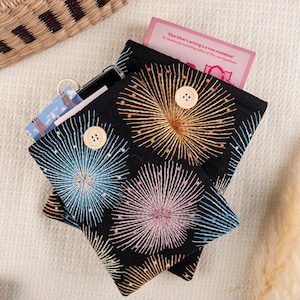 Firework Bloom Embroidered Kindle Sleeve, Ereader Sleeve, Kindle Colorsoft Sleeve, iPad Mini Sleeve, Book Accessories, Book Lover Gift