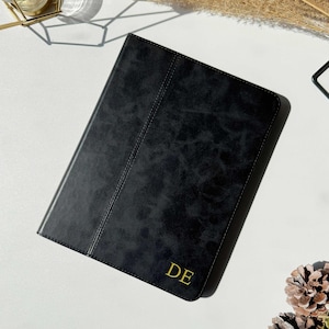 Donkerzwart echt lederen iPad-hoesje nieuwe iPad Air 11 2024-hoes iPad hoes iPad Pro 2024/2023/2022 hoesje iPad 10e 2022 10.9 iPad Mini 6 2021