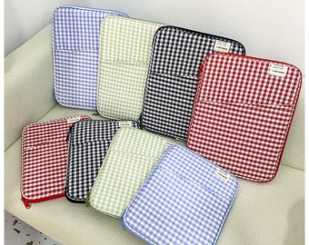 Plaid Series Étui mignon personnalisé pour ordinateur portable, MacBook Air 13 Case Laptop Cover iPad Pro 12.9 Tablet Sleeve Notebook bag Liner Bag cadeau pour elle