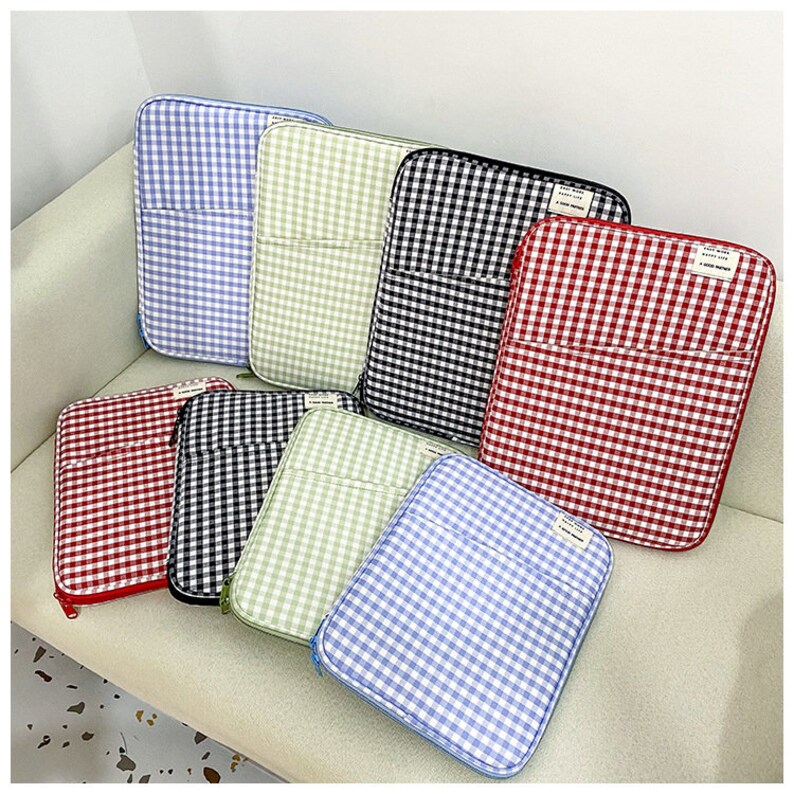 Plaid Series Étui mignon personnalisé pour ordinateur portable, MacBook Air 13 Case Laptop Cover iPad Pro 12.9 Tablet Sleeve Notebook bag Liner Bag cadeau pour elle image 1