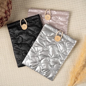 Handmade Satin Bow Kindle Sleeve, Ereader Sleeve, Kindle Basic Sleeve, iPad Mini Sleeve, Book Accessories, Book Lover Gift, Kindle Pouch