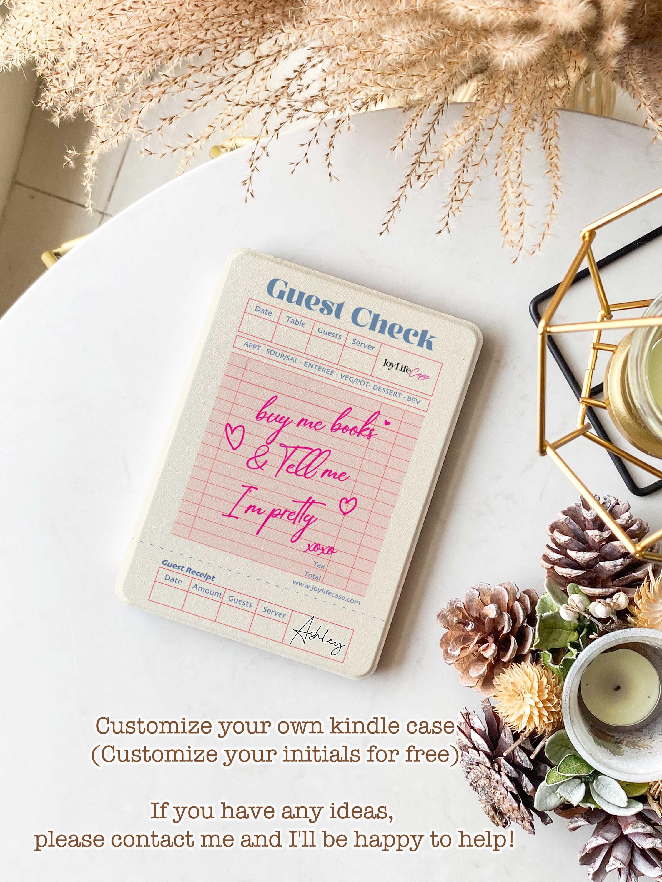 Guest Check-buy me books & Tell me I'm pretty xoxo Kindle Paperwhite 12th 7'' Kindle Case with Strap Kindle Oasis Kobo Clara Case