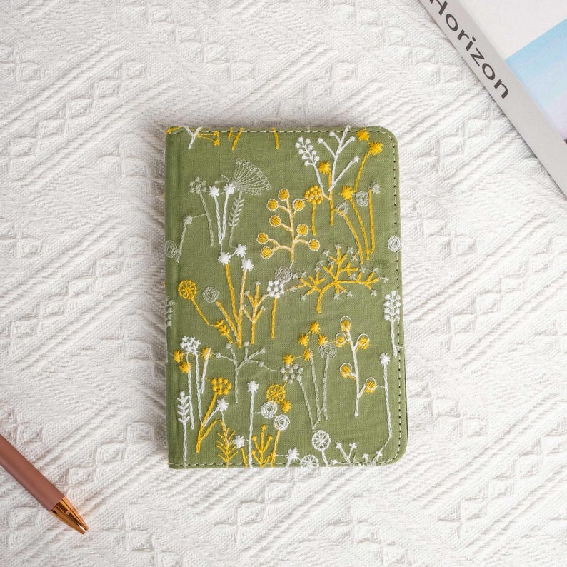Embroidered Floral Green Kindle Case, Personalization Kindle Case, All
