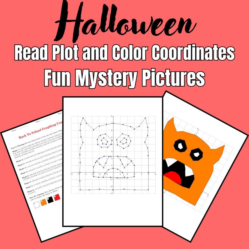 Imágenes misteriosas de gráficos de Halloween: Matemáticas del plano de  coordenadas (Descarga instantánea) - Etsy México, image size:1000x1000
