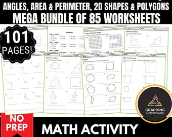 Middle School Geometry Worksheets: Area, Perimeter, Angles (PDF)