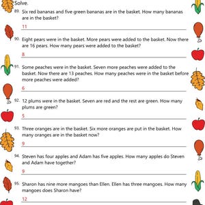 Thanksgiving Math Fact Fluency: Addition Subtraction Multiplication ...