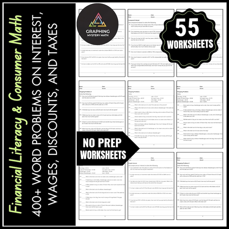 Financial Literacy and Math Consumer Worksheets Bundle 400+ Middle ...