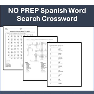 Colors Spanish Word Search & Crossword: 5 Printable Puzzles (PDF)