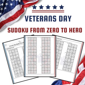 Veterans Day Sudoku Puzzles: Zero to Hero, 102 Pages (Digital Download)
