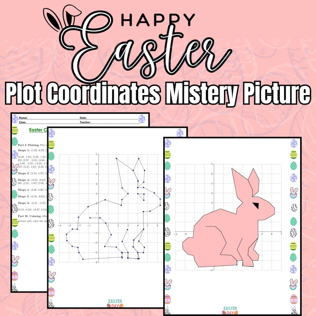 Easter Bunny Spring Coordinate Plane Mystery Graphing Picture Plotting ...