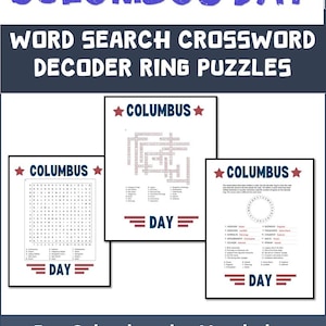Columbus Day Puzzles: Word Search, Crossword, Decoder Ring (Instant Download)