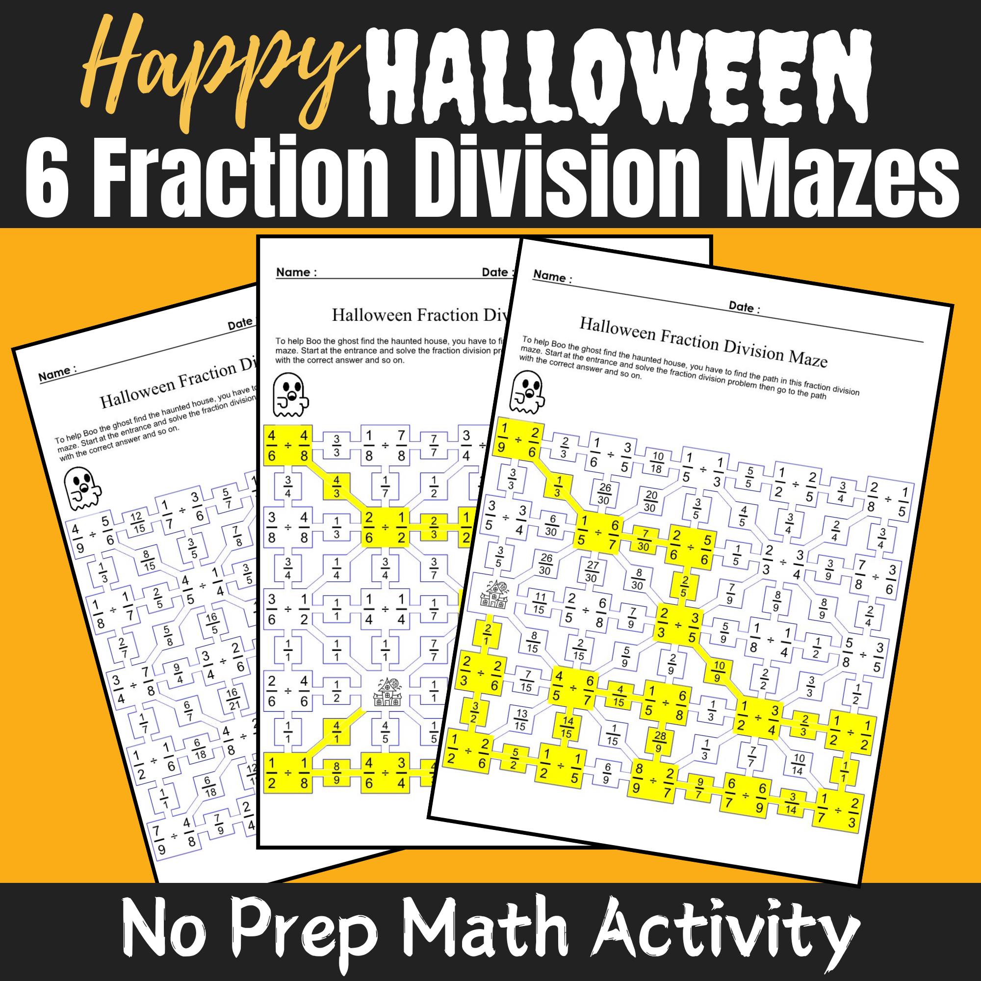 Halloween Fraction Division Maze: Math Activity Bundle (PDF Pattern) - Etsy
