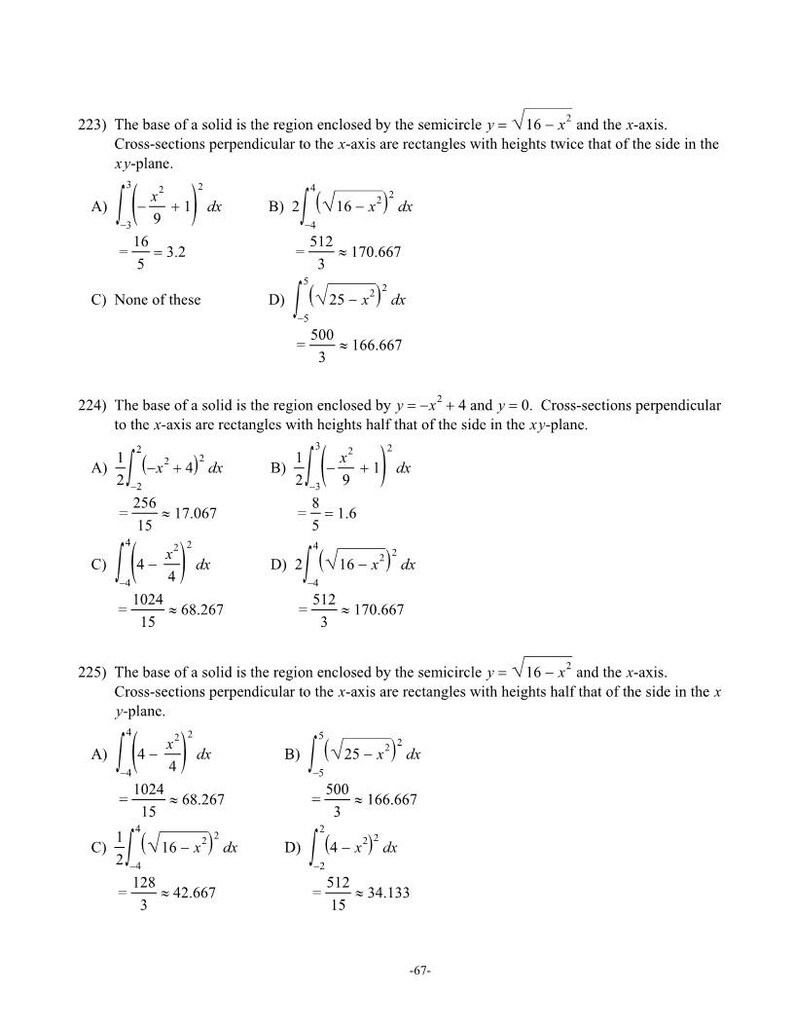 Definite Integral Geometric Formulas Definite Integrals & Area Between Curves Worksheets | AP Calculus AB/BC ...