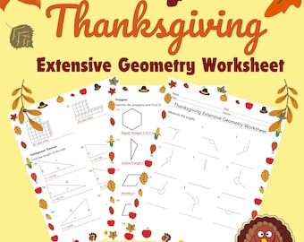 Feuille de travail sur la géométrie de Thanksgiving : angles, surface, volume (pas de préparation)