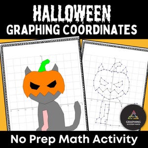 Halloween Graphing Mystery - Lustige Katzenkoordinaten Plotten Aktivität Printable | Halloween Koordinaten Arbeitsblatt (Instant Download)
