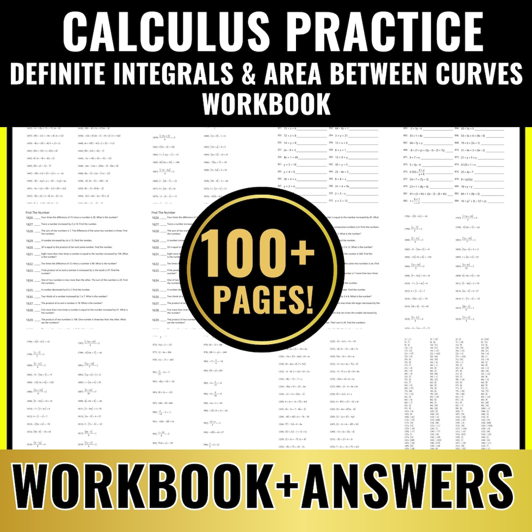 Definite Integrals & Area Between Curves Worksheets | AP Calculus AB/BC ...