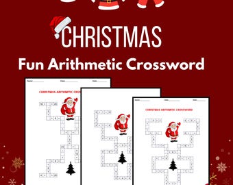 Può includere: Due cruciverba aritmetici a tema natalizio stampabili con Babbo Natale e un albero di Natale. I cruciverba sono progettati per aiutare i bambini a esercitarsi nelle abilità matematiche di base.