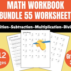 Math Worksheet Bundle: Addition, Subtraction, Multiplication, Division (Printable PDF)