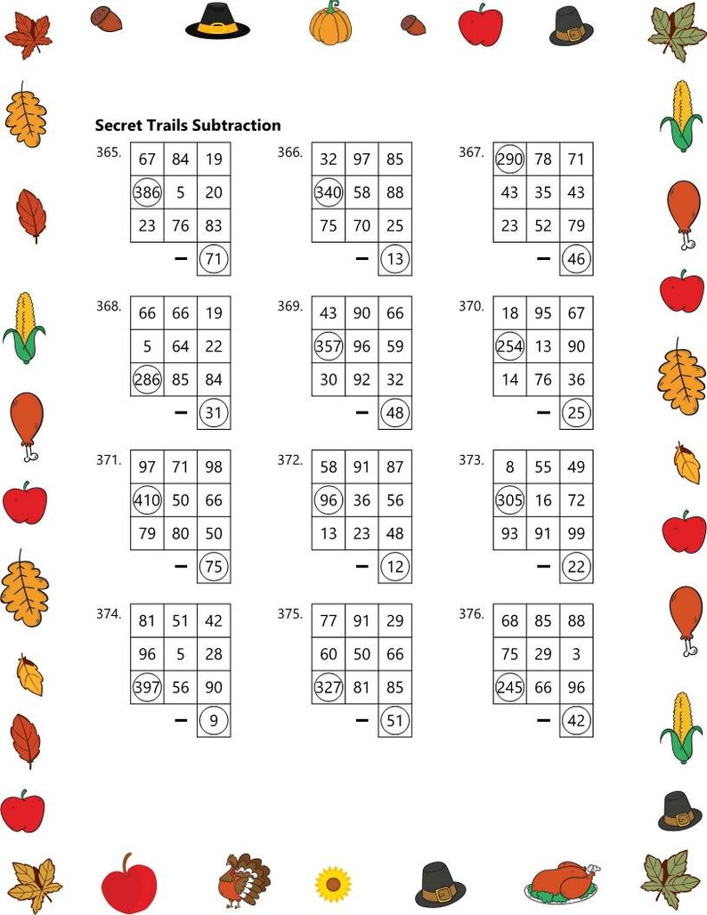 Thanksgiving Mental Math Early Finisher Challenge Critical Thinking ...