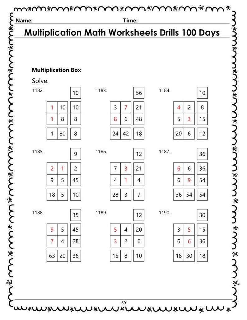 Multiplication Drills Printable — 100 Days Timed Tests (grades 3-5 ...